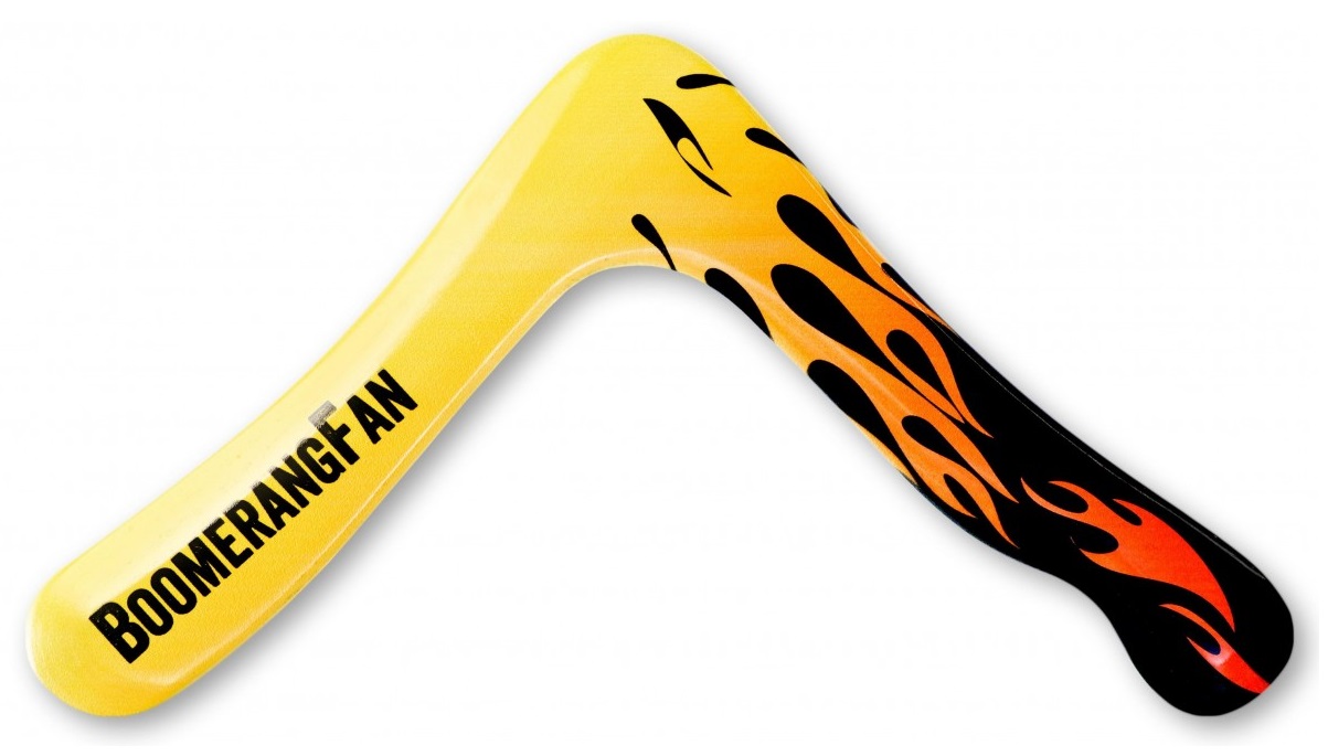 Boomerang Fire droitier en bois - Cliquez sur l'image pour la fermer