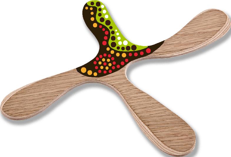 Boomerang Tiwi droitier en bois - Cliquez sur l'image pour la fermer