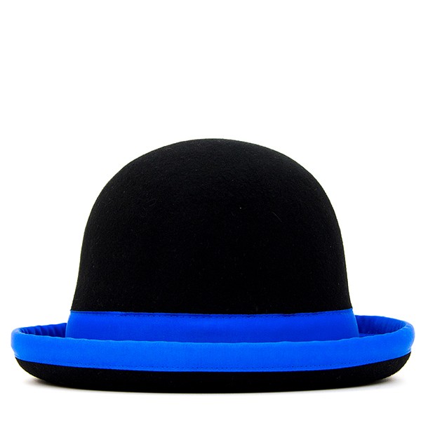 Chapeau melon Tumbler noir/bord bleu 59cm