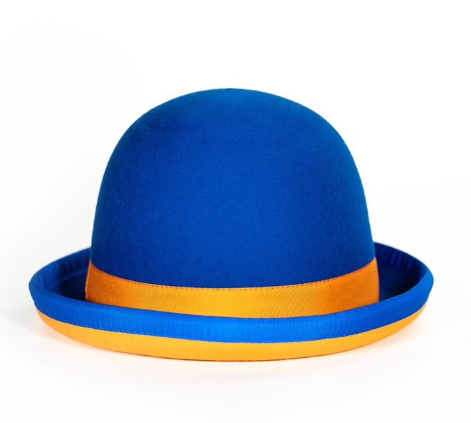Chapeau melon Tumbler bleu/bord orange taille:58 Chapeau melon Tumbler bleu/bord orange taille:58
